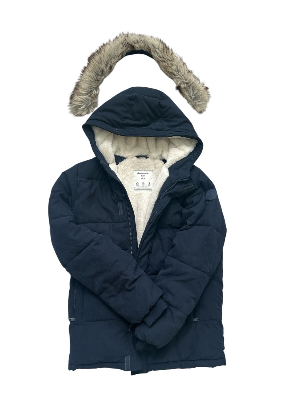 abercrombie kids Navy Puffer Coat - Picture 7 of 8